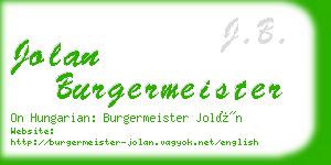 jolan burgermeister business card